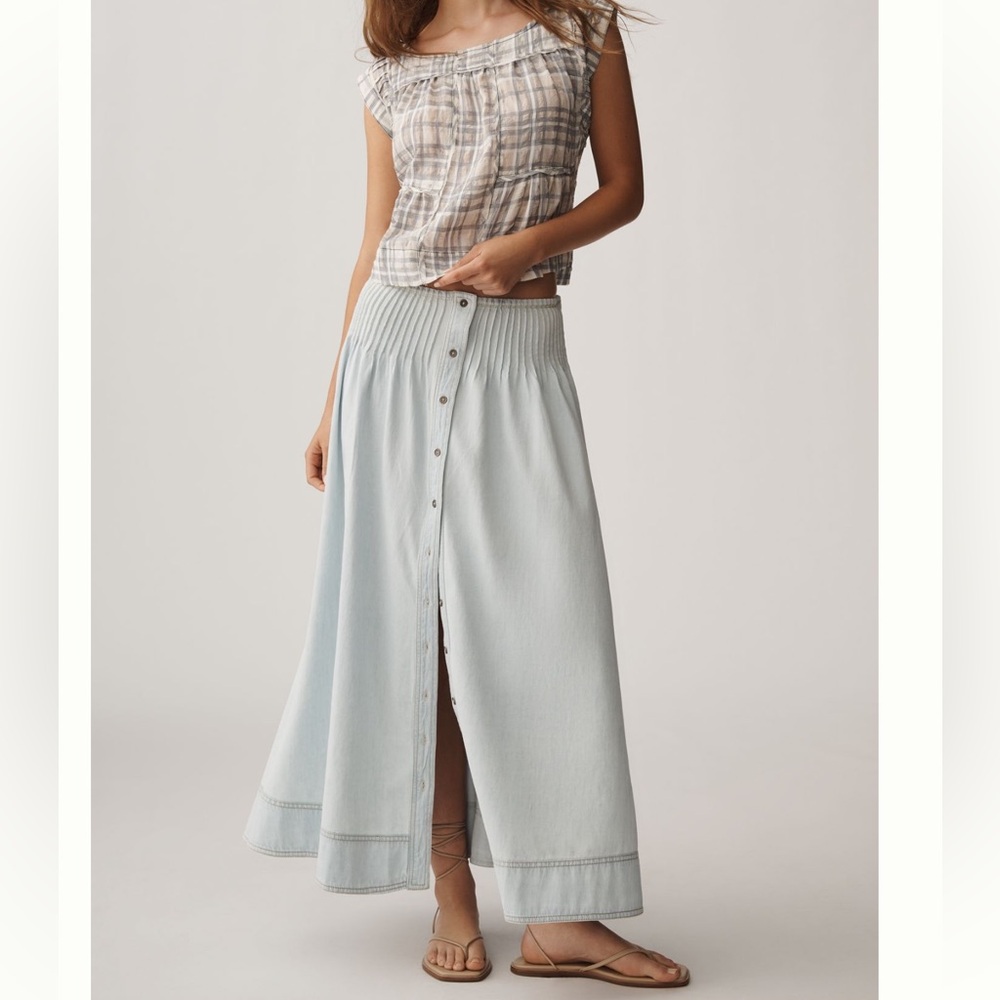 Pilcro Pintuck Basque-Waist Denim
Maxi Skirt NWT SZ SP